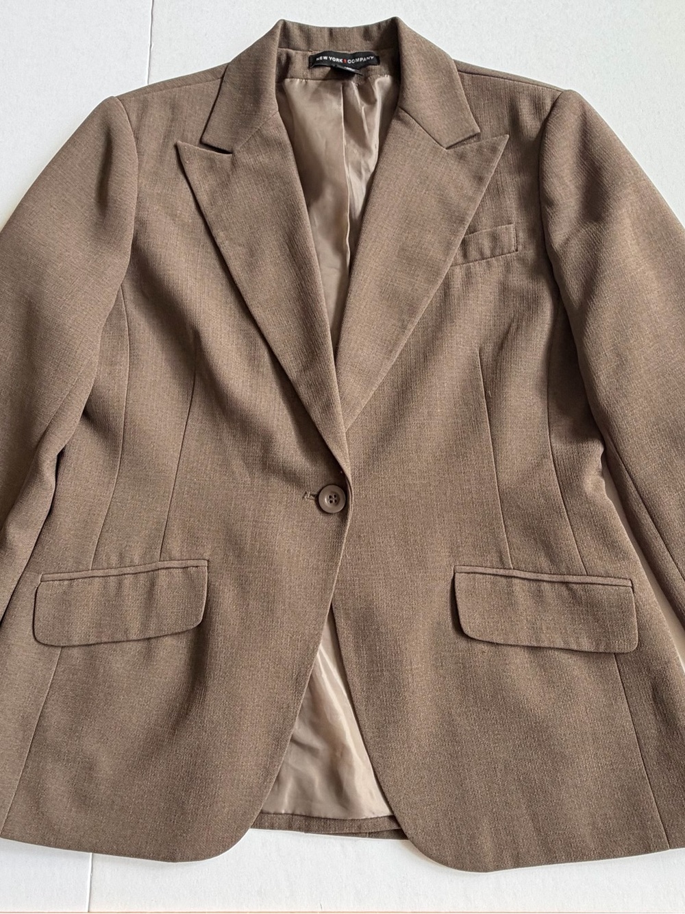 New York & Company Taupe Single-Button Blazer